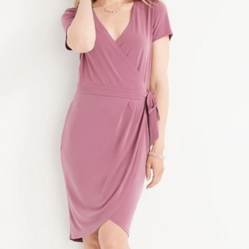 Maurices NWT XXL Mauve Surplice Faux Wrap Stretchy Plus Size Dress